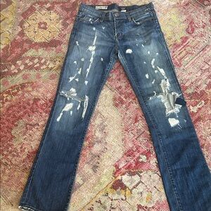 Red Engine Distressed Dark Bootcut Jeans Sz 29